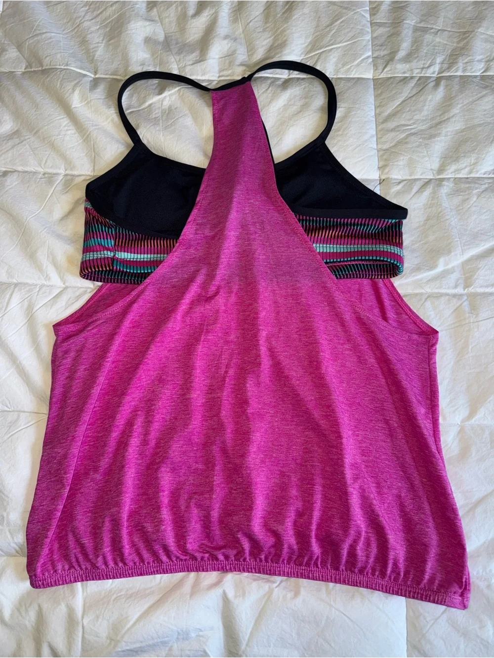 Nike Magenta Racerback Tank with Striped Side Panels